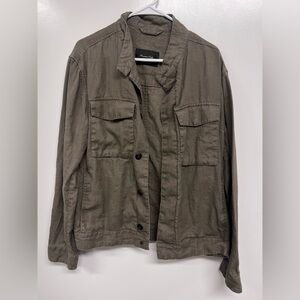Massimo Dutti Olive Jacket 100% Linen